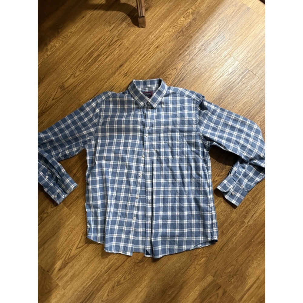 Untuckit Mens Large Blue Plaid‎ Button Up Shirt